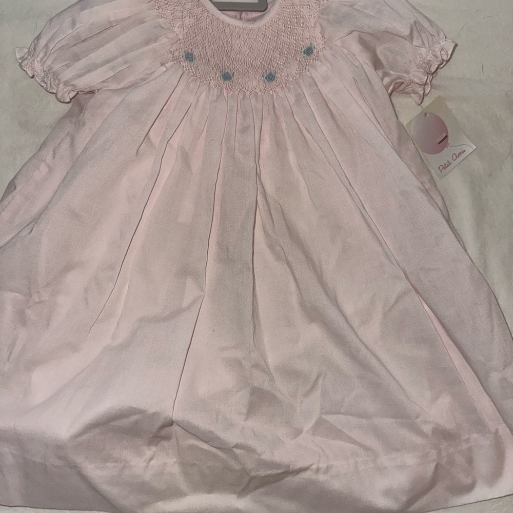 Petit Ami pink smocked dress- 3months